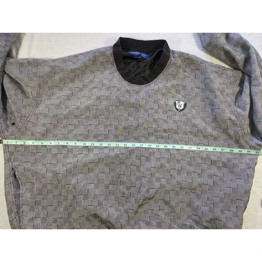 Vintage Mc Adams J Scott Golf Pullover XL Silk Cotton Plaid Sweater
